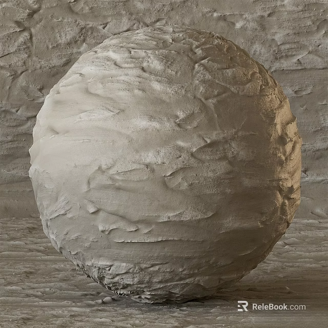 Spherical Concrete Building Component With Rough Textured Surface And Irregular Grooves 3d model 