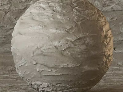 Spherical Concrete Building Component With Rough Textured Surface And Irregular Grooves 3d model