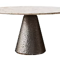 Round Marble Top Dining Table With Tapered Textured Metal Base For Interior Design 3d model