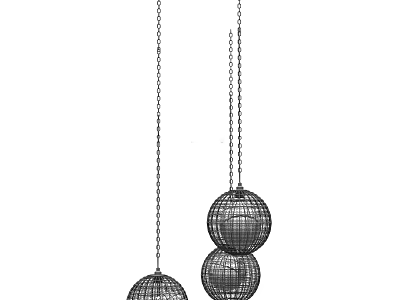 Modern Metal Wire Sphere Pendant Lights Hanging With Chain For Interior Design 3d model