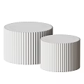 Two Modern Round White Coffee Tables With Striped Texture For Living Room