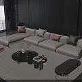 Modern L Shaped Sofa And Coffee Table Set With Cushions Vase Books Accent Chair