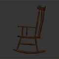 Classic Solid Wood Rocking Chair Featuring Curved Rockers And Vertical Slat Backrest Design