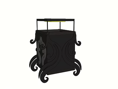 Public Facility With Black Ornate Design Curved Legs And Top Cover Structure 3d model