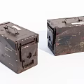 Pair of Vintage Metal Boxes With Rustic Handles Distressed Finish And Labels
