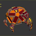 Polygonal Red Orange Creature With Geometric Shell And Glowing Limb Parts 3d model