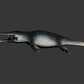 Realistic Prehistoric Aquatic Creature 3D Model With Open Mouth Sharp Teeth Streamlined Body Dark Background
