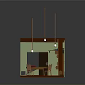Cozy Room Furniture Arrangement With Round Table Chairs Bookshelf And Hanging Lights