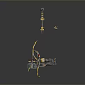 Modern Compound Bow Weapon With Golden Accents And Black Aiming Components 3d model
