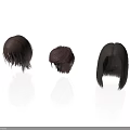 Three Brown Wig Mannequin Heads With Different Hairstyle Lengths And Textures