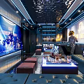 Luxury Modern KTV Interior With Large Screen And Sofas 3d model