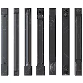 Assorted Black Decorative Columns With Various Designs Textures And Details 3d model