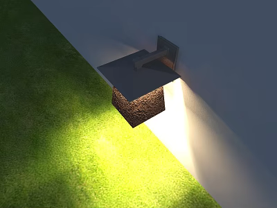 Modern Outdoor Wall Mounted Light With Square Shade Illuminating Green Grass 3d model