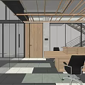 Modern Public Office Space With Large Windows Open Layout Wooden Desks And Ergonomic Chairs