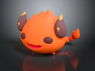 Cute Orange Scorpion Doll With Brown Horns And Smiling Face Design 3d model