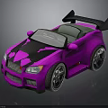 Pink Convertible Sports Car With Black Accents Carbon Fiber Spoiler And Alloy Wheels