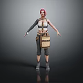 Game Movie Character 3D Model With Red Short Hair White Top Brown Pants And Boots
