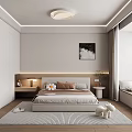 Modern Bedroom Interior Design With White Wardrobes Bedside Lamp And Throw Pillows