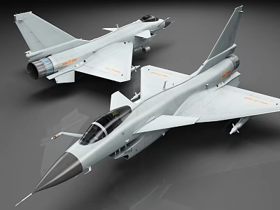 Two Detailed Gray Fighter Jet Models With Cockpit And Wings 3d model