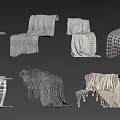 Various Stylish Blankets With Checkered Striped Patterns And Tassels For Home Decor
