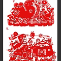 Traditional Red Paper Cut Wall Decor with Classic Folk Figures Animals Flowers and Architecture