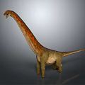 Prehistoric Long Neck Dinosaur with Orange Brown Patterns Standing On Gray Background 3d model