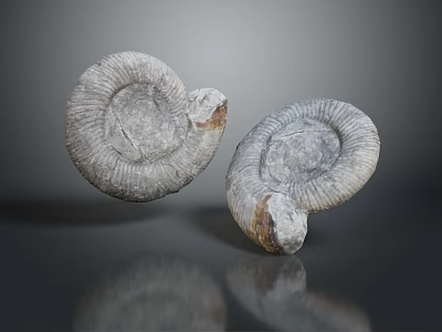 Two Spiral Shaped Decorative Household Items With Stone Texture And Reflection 3d model