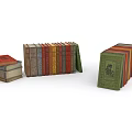 Colorful Vintage Books Stacked And Arranged In Various Styles On White Background