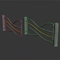 Modern Metal Fence With Wavy Design And Orange Lines On Reflective Surface With Sturdy Posts