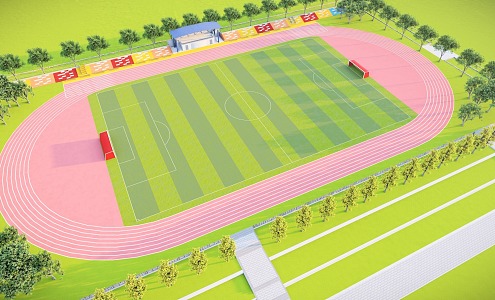 modern football stadium sports ground running track football field grandstand 3d model