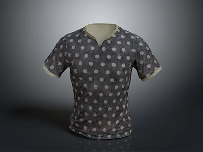 Stylish Polka Dot T shirt with V Neck and Short Sleeves Design 3d model