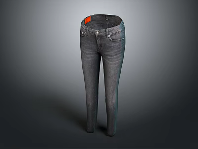 Slim Fit Blue Denim Jeans With Front Pockets Zipper And Waistband Detail Design 3d model