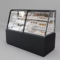 Black Display Showcase With Transparent Glass And Multiple Shelves For Pastries Desserts