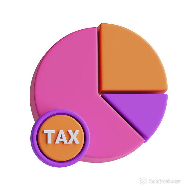 Decorative Ornament Set With Colorful Pie Chart Sections And TAX Label 3d model 
