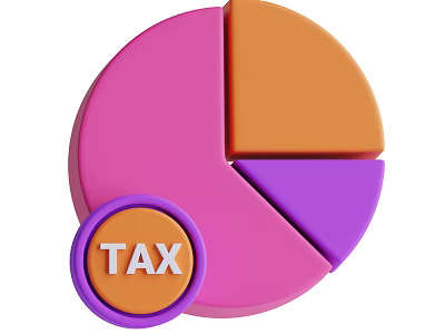 Decorative Ornament Set With Colorful Pie Chart Sections And TAX Label 3d model