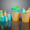 Colorful Home Living Supplies For Organization With Various Bottles Jars And Containers