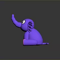 Cute Cartoon Purple Elephant Toy With Big Eyes Pink Ears Trunk And Feet