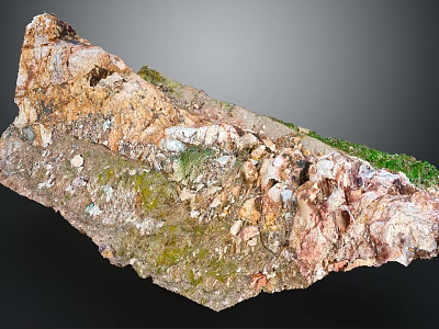 Garden Landscape With Natural Rocks Green Moss And Various Colored Soil Layers 3d model