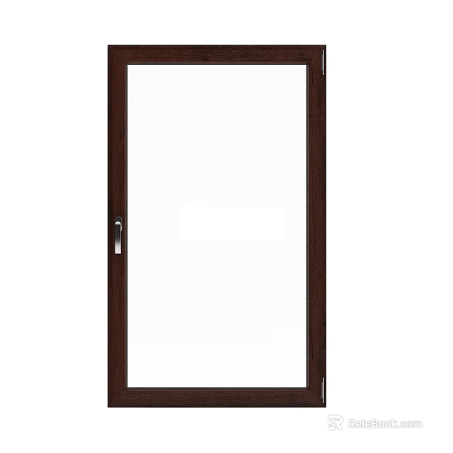Stylish Casement Window With Dark Brown Frame And Clear Glass Panel Design 3d model 