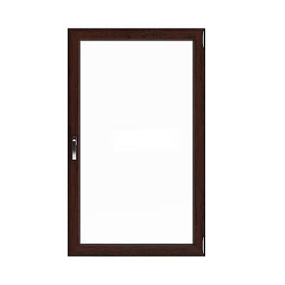Stylish Casement Window With Dark Brown Frame And Clear Glass Panel Design 3d model