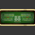 Entertainment Table with Green Game Surface Wooden Frame and Gold Accents