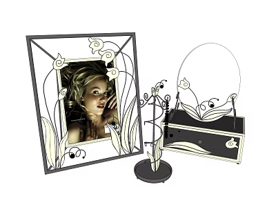 Elegant Modern Decorative Ornament Set With Photo Frame Mirror Stand And Decorative Box 3d model