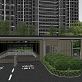 Modern Residential Entrance Gate With High Rise Buildings And Landscaped Greenery