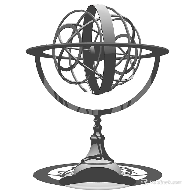 Decorative Ornament Set With Metallic Globe Structure For Home Decor Accent 3d model 