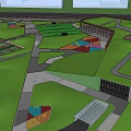 Beautiful Park Landscape With Green Lawns Winding Paths And Colorful Recreational Areas