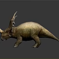 Detailed 3D Model of Triceratops Dinosaur With Horns and Standing Pose