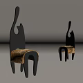 Modern Artistic Chairs With Unique Backrest Design And Patterned Seat Cushions 3d model