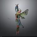 Detailed Mythical Fairy Character With Colorful Wings Bird Companion And Floral Headpiece