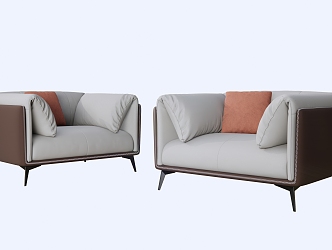 Italian Minimalist Leather Sofa 3d model