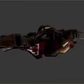 Mechanical Construct With Red Component Mechanical Claws Wooden Legs And Flame Effect